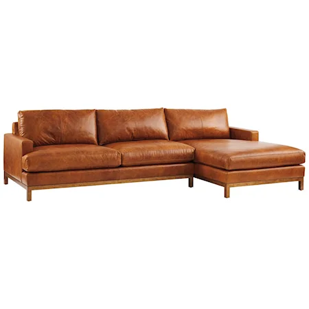 2-Piece Leather Sectional Sofa w/Brass Base