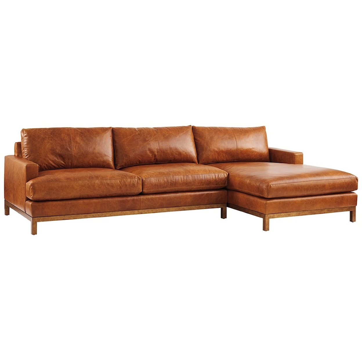 Barclay Butera Barclay Butera Upholstery 2-Piece Leather Sectional Sofa w/Brass Base