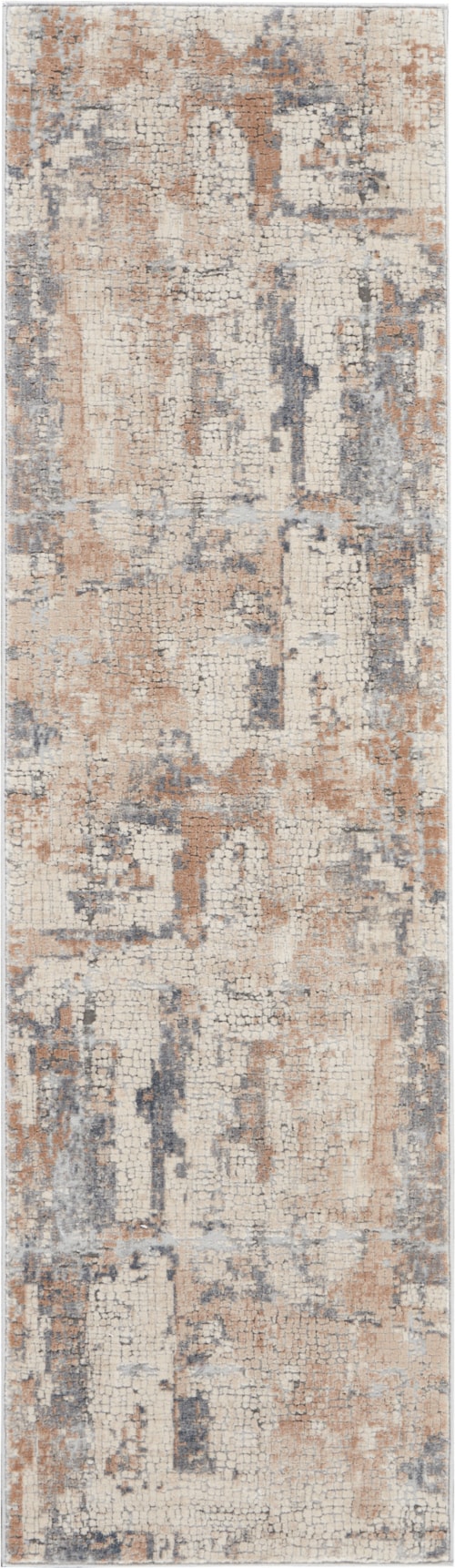2'2" x 7'6" Beige/Grey Runner Rug