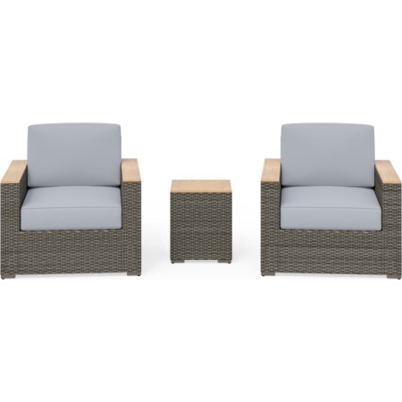 Outdoor Arm Chair Pair and Side Table