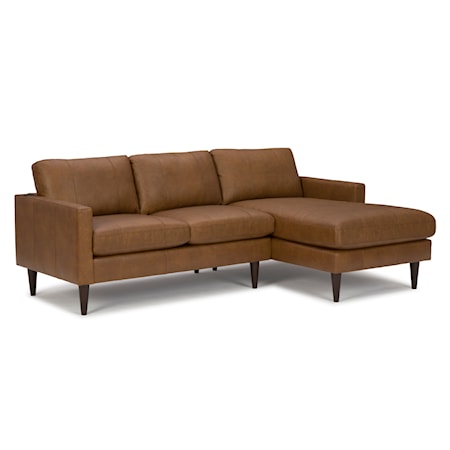 Leather Chaise Sofa w/ USB Port &amp; Wood Feet