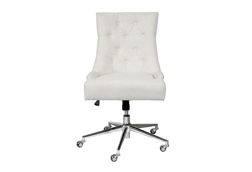 Home Office Beige Button Tufted Home Office Chair by Accentrics Home at Jacksonville Furniture Mart