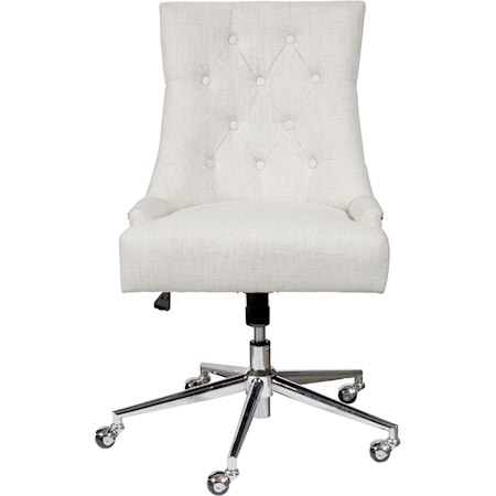 Beige Button Tufted Home Office Chair