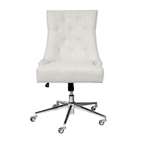 Button Tufted Adjustable Upholstered Office Chair in Beige