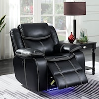 Contemporary Power Recliner with LED Lighting