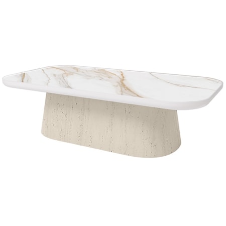 56" Rect. Faux-Stone Pedestal Coffee Table