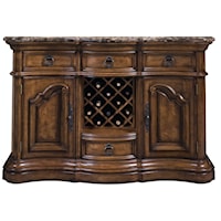 Traditional 4-Drawer Marble Top Sideboard Buffet