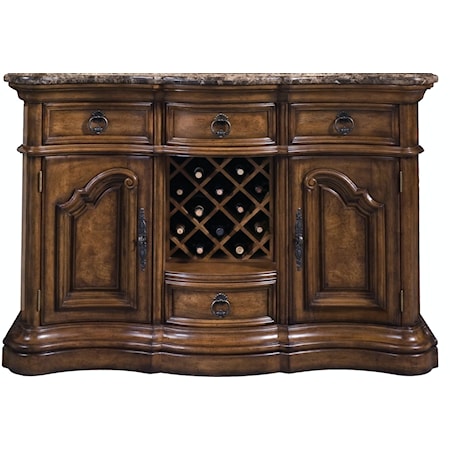 Traditional 4-Drawer Marble Top Sideboard Buffet