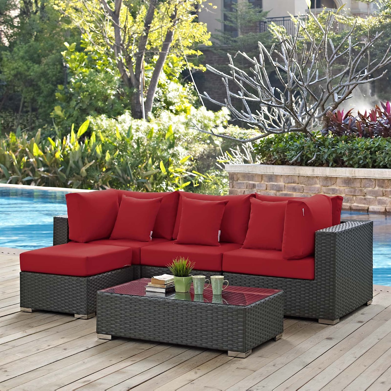 Modway Sojourn Outdoor 5 Piece Sectional Set