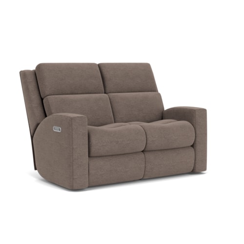 Contemporary  Power Reclining Loveseat with Power Headrests & Lumbar