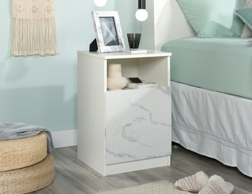 Contemporary Bedside Table with Open Shelf & Storage Drawer