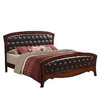Transitional King Panel Bed with Tufted Headboard and Footboard