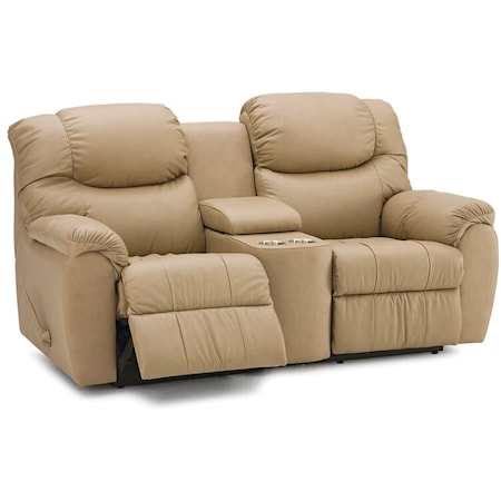 Regent Casual Upholstered Manual Reclining Loveseat with Center Console