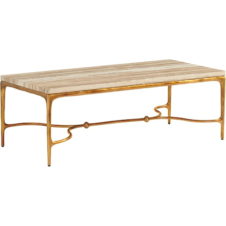 Menlo Park Rectangular Cocktail Table With Stone Top