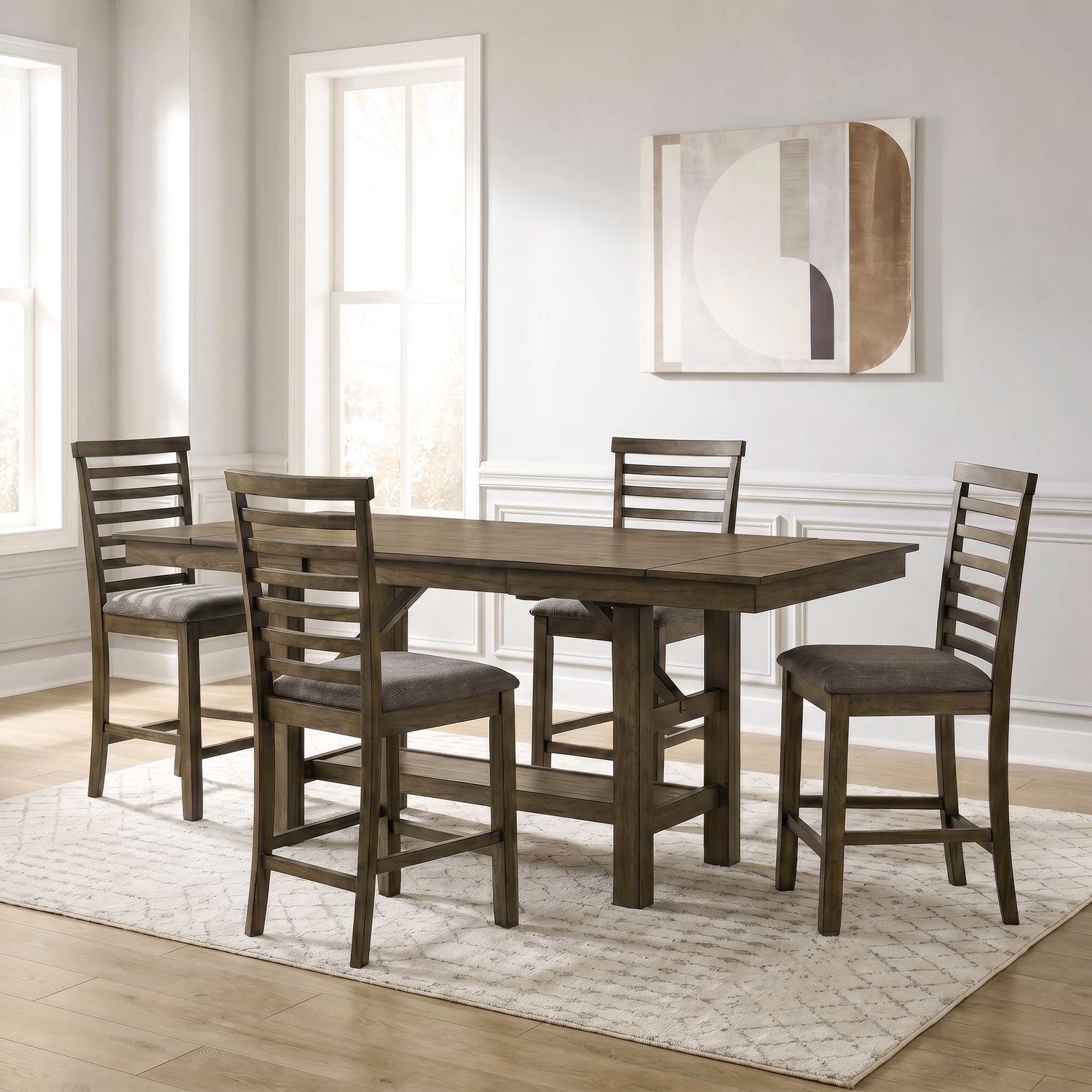 5-Piece Gathering Trestle Table Dining Set