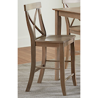 Transitional X-Back Stool in Taupe Gray
