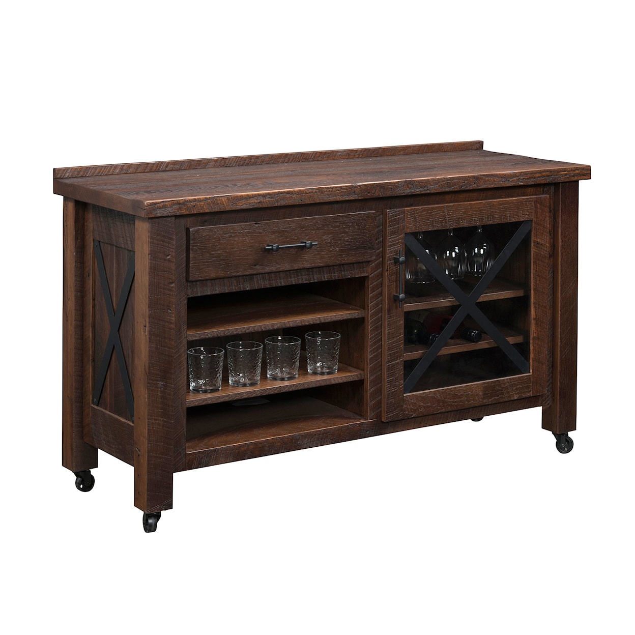 Urban Barnwood Furniture Bordon Amish Made Beverage Cart