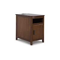 Cherry Finish Chairside End Table with Pull-Out Tray