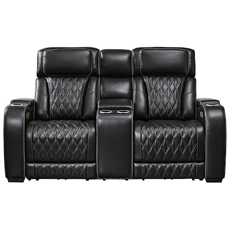 Power Recl Loveseat w/ Console &amp; Adj Hdrsts