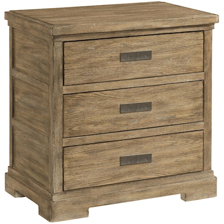 Rustic Three Drawer Nightstand with Dual USB port