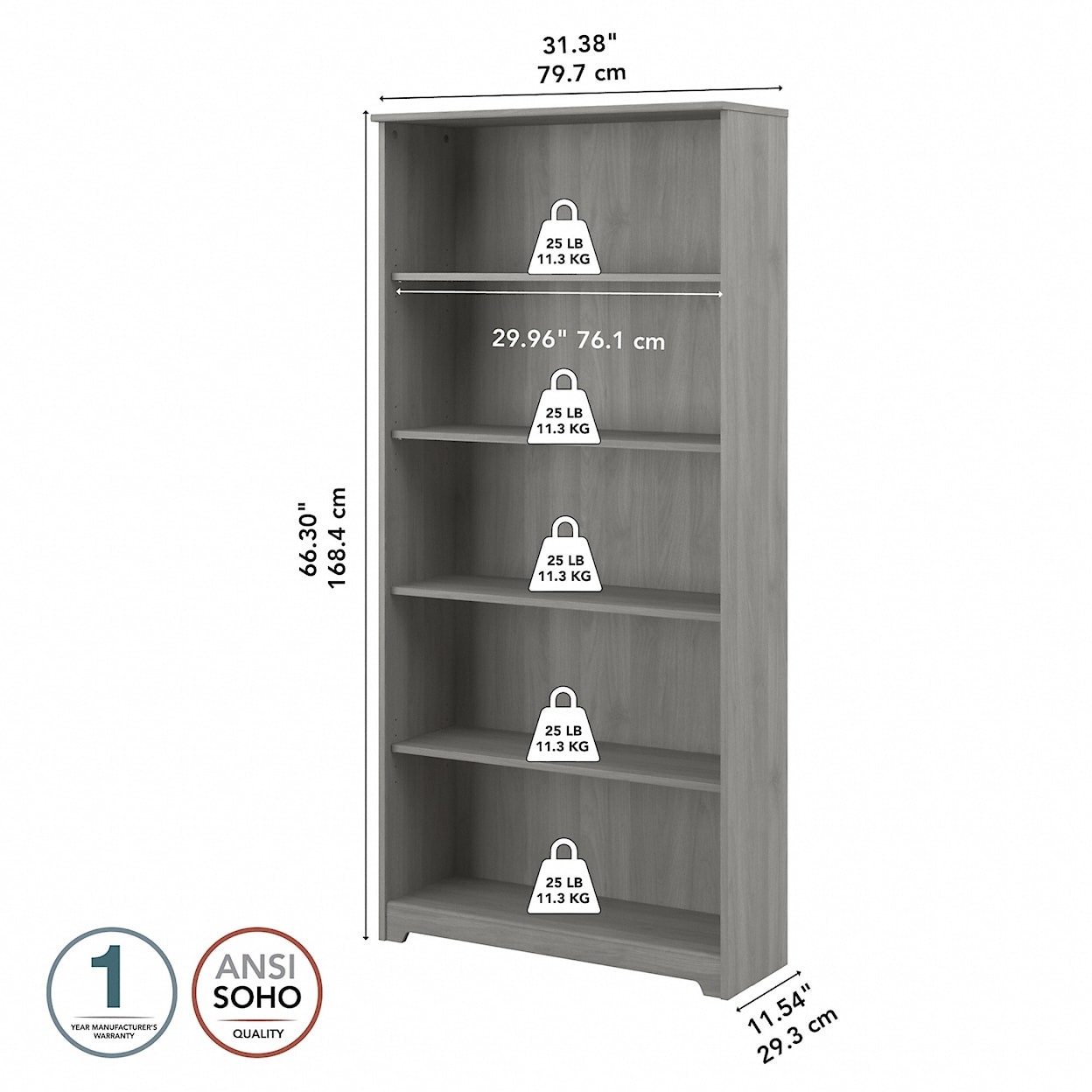 Bush Cabot 5 Shelf Bookcase