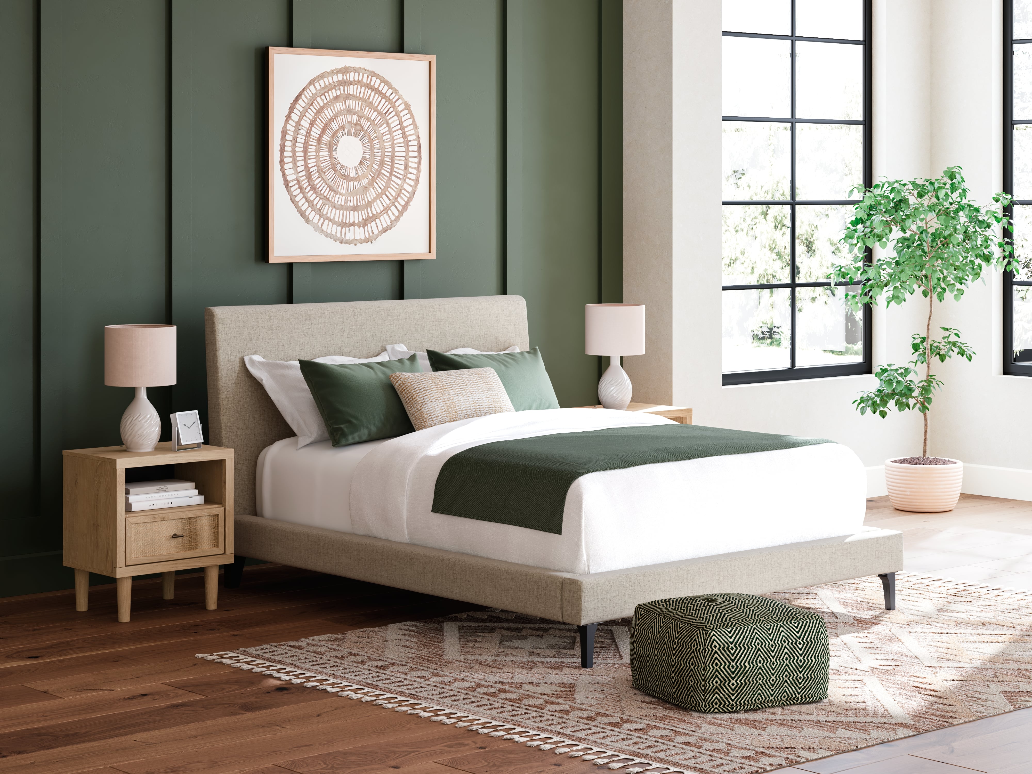 Signature Design by Ashley Cielden Queen Upholstered Bed With Roll Slats