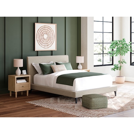 Queen Upholstered Bed With Roll Slats