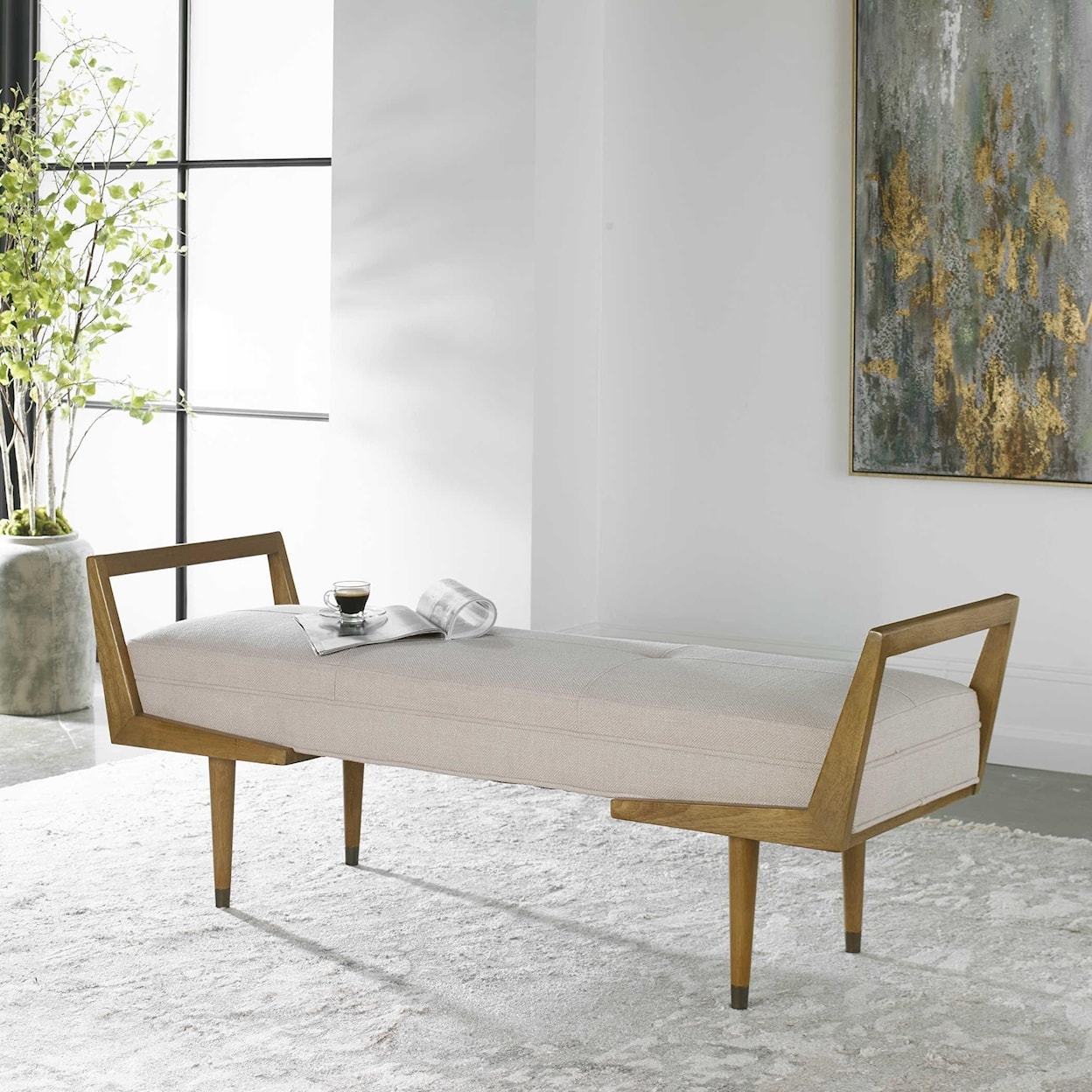 Uttermost Accent Furniture - Benches Waylon Modern Ivory Bench