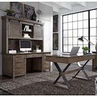 Rustic Industrial 3-Piece Office Set with Wire Management