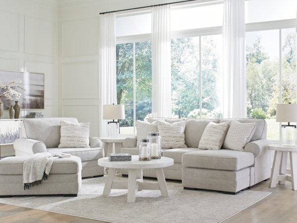 Sofa Chaise, Oversized Chair, And Ottoman