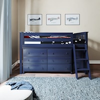 Windsor Youth Twin Loft Bed w/ 6 Drawer & 3 Drawer Dresser in Blue