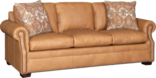 Leather Sofa with Rolled Arms