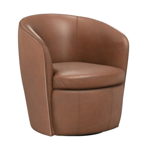 Contemporary Leather Swivel Barrel Chair