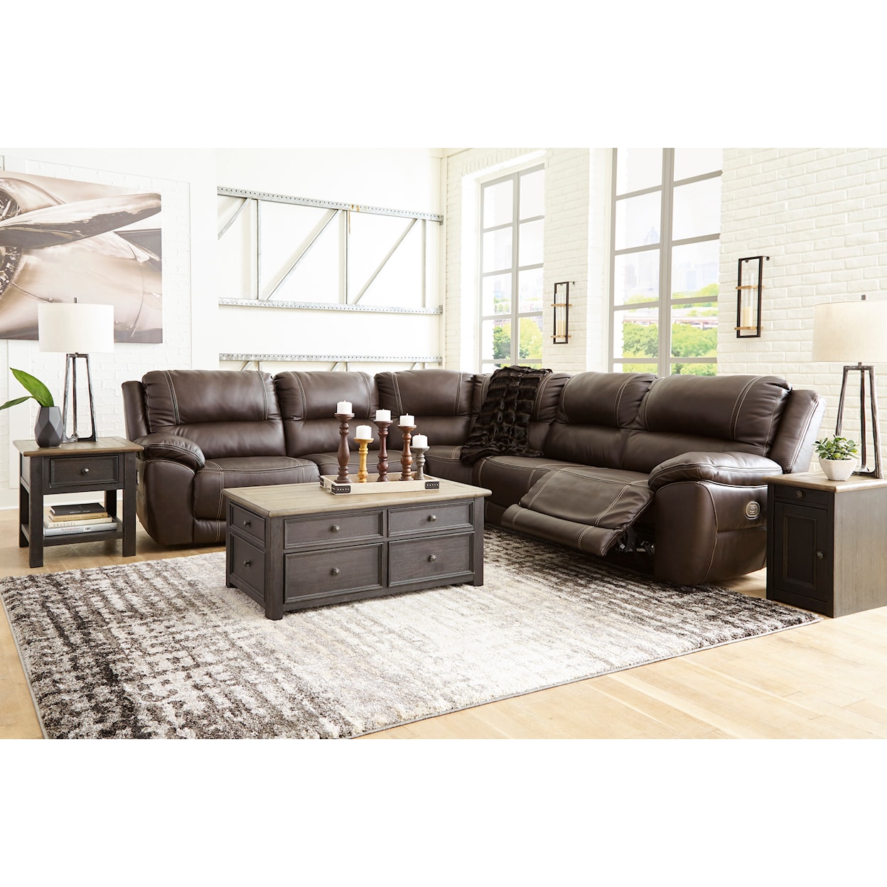 Signature Design by Ashley Furniture Dunleith 5-Piece Power Reclining Sectional