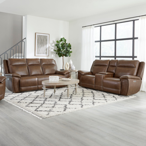 Casual Zero Gravity Power Reclining Sofa and Loveseat Set with Power Headrests