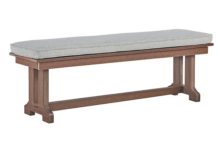 Emmeline Outdoor Dining Bench with Cushion by Signature Design by Ashley at VanDrie Home Furnishings