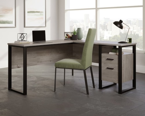 Contemporary  L-Shaped Office Desk with File Drawer