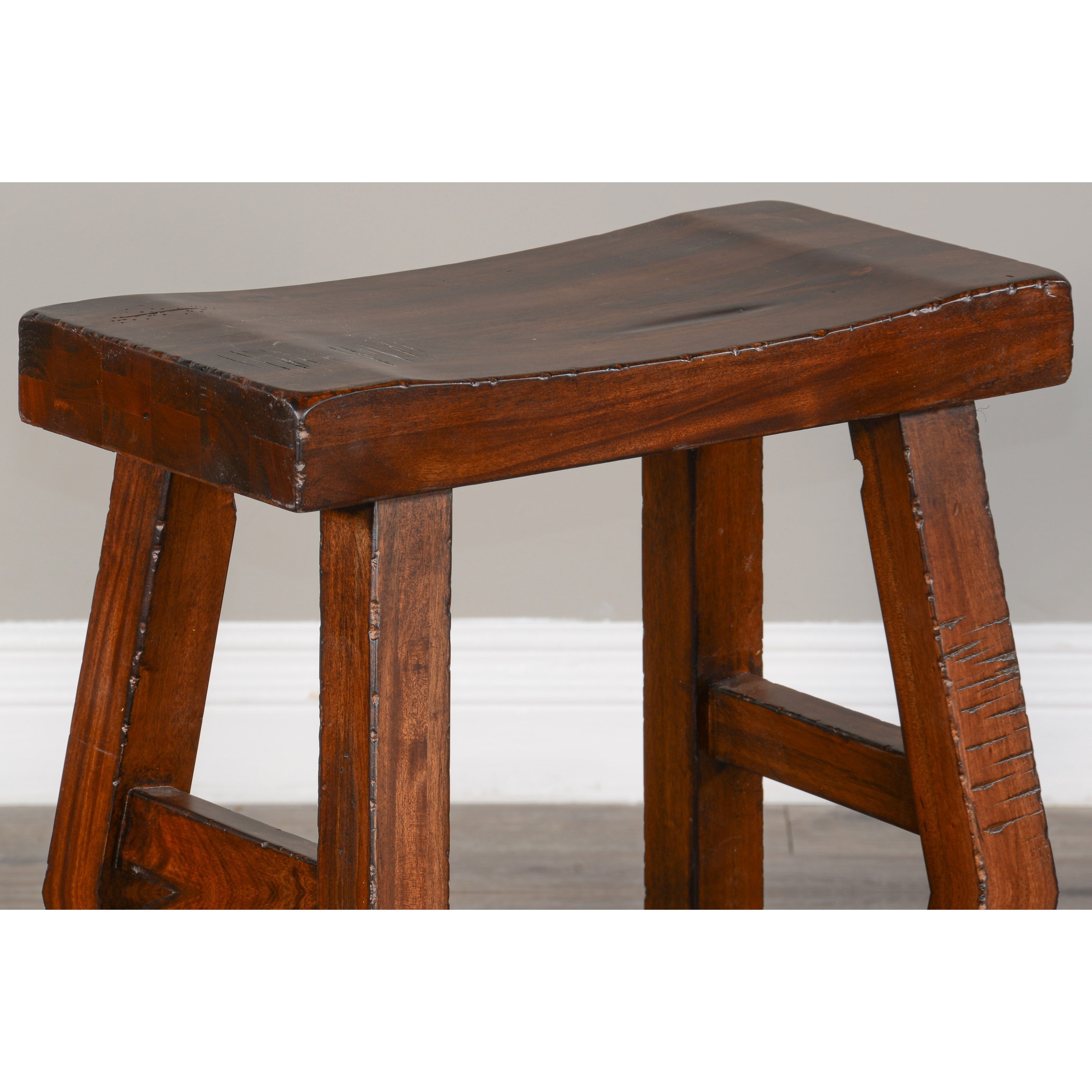 24"H Saddle Seat Stool, Wood Seat