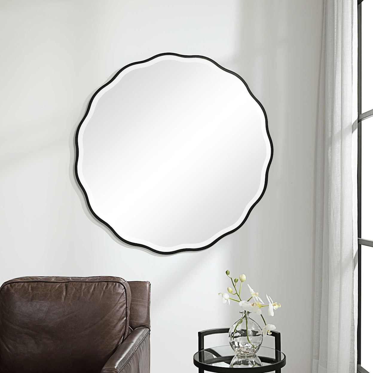 Uttermost Mirrors - Round Aneta Black Round Mirror