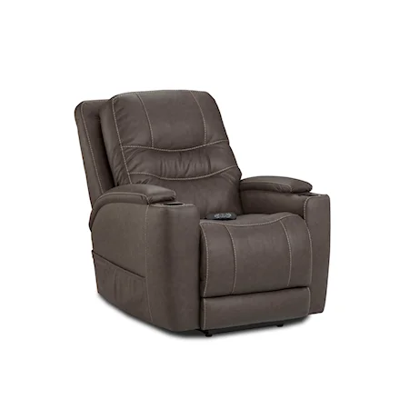 Contemporary Power Recliner with Cup Holders
