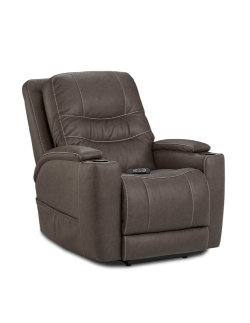 Contemporary Power Recliner with Cup Holders