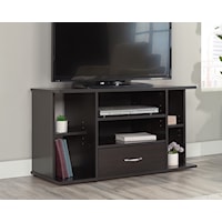 Transitional Panel TV Stand with Adjustable Shelves