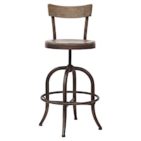 Rustic-Style Traditional Solid Barstool with Adjustable Base