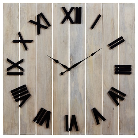 Bronson Whitewash/Black Wall Clock