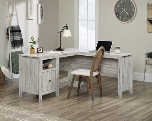 Farmhouse L-Shaped Desk with File Drawer