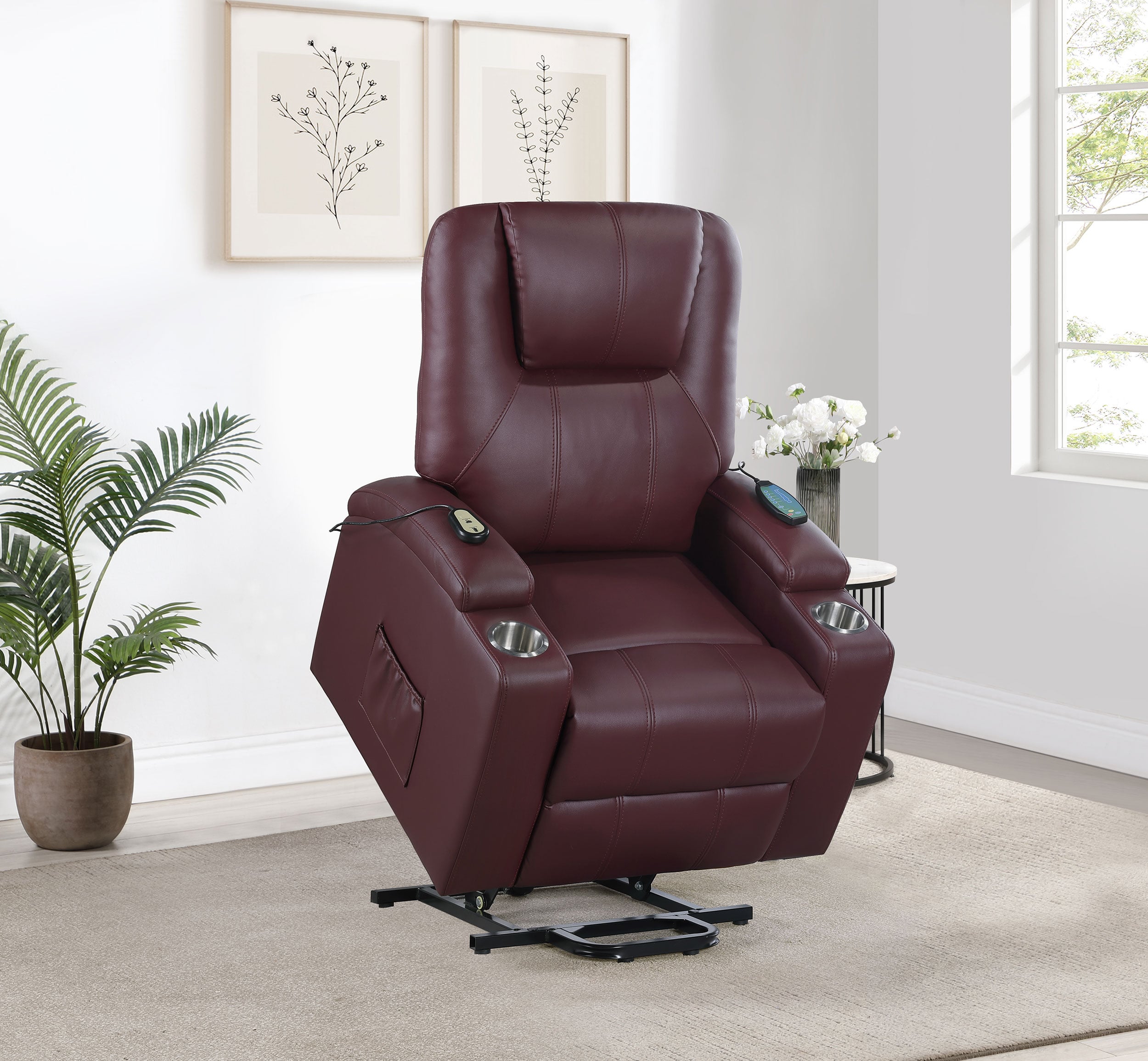 Armstrong Power Lift Massage Recliner Wine