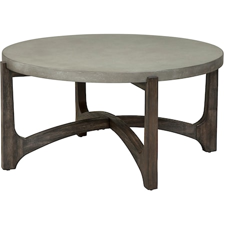 Contemporary Round Cocktail Table with Concrete Top