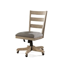 Transitional Wood Back Upholstered Desk Chair with Casters
