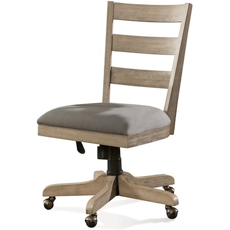 Transitional Wood Back Upholstered Desk Chair with Casters