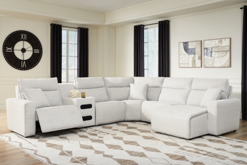 6-piece Reclining Sectional With Chaise And Audio Console